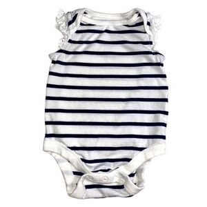 Baby Gap White & Navy Blue Striped Summer One Piece Girl's 3-6 months